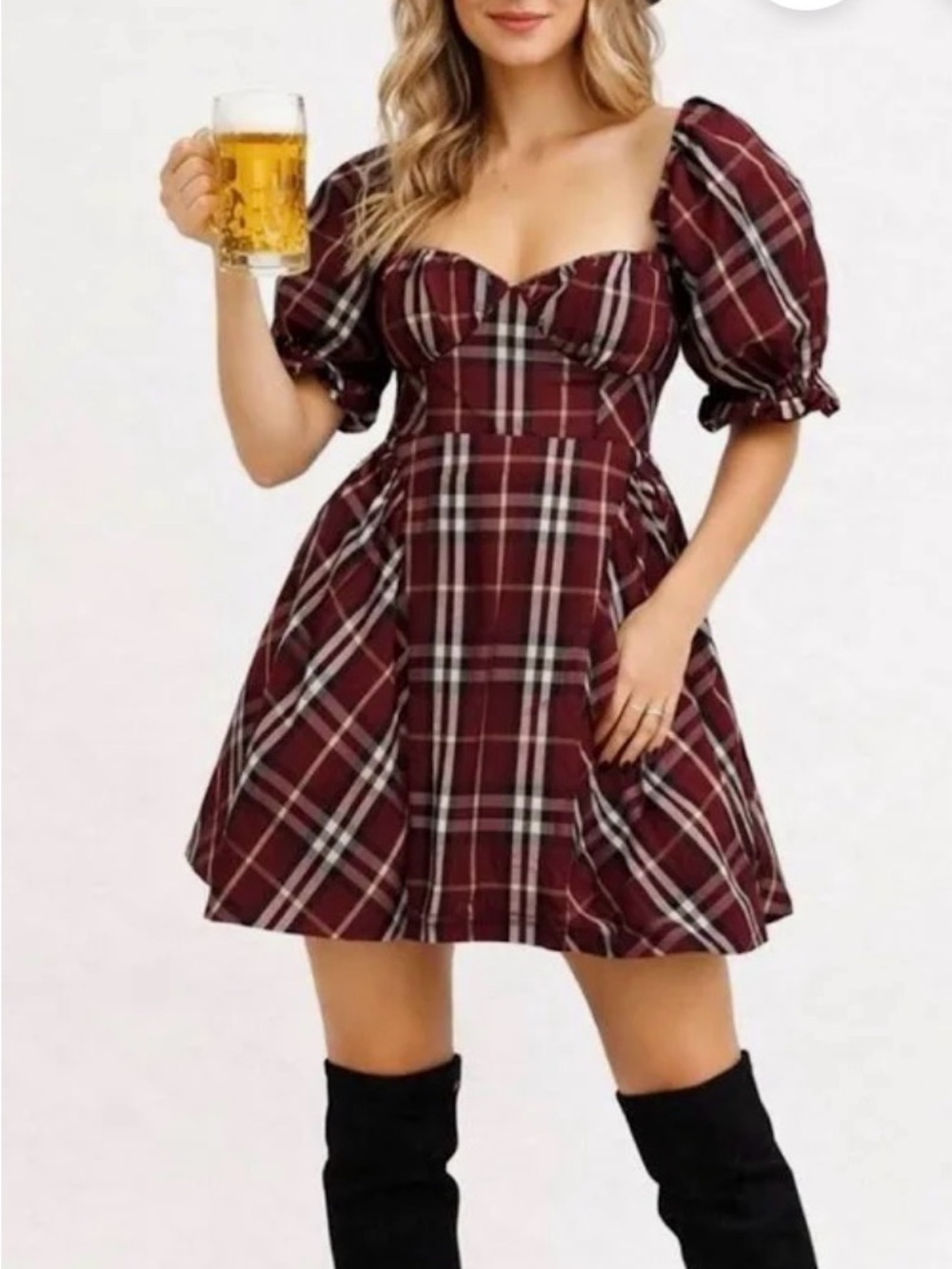 Maeve Puff-Sleeve Mini Dress from Anthropologie tartan plaid , nwt, sz L - Picture 12 of 12
